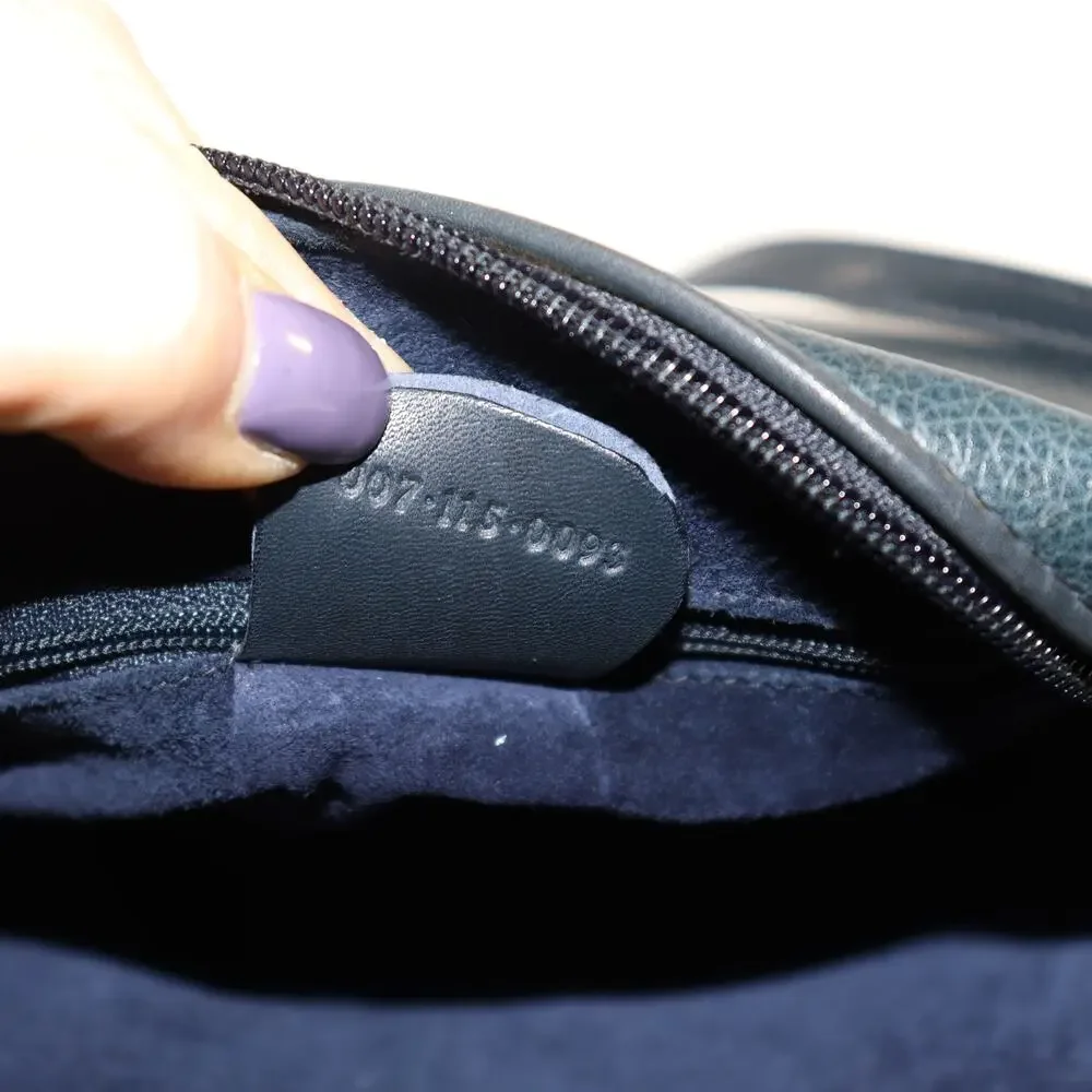 Vintage Gucci Navy Blue Pebbled Leather‎ Crossbody Bag GG Plus Line Refreshed